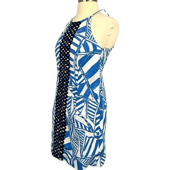 Lilly Pulitzer Size 0 Annabelle Bay Blue Yacht Sea Rope Lace Shift Dress - Picture 2 of 11